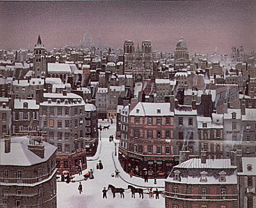 The Rooftops of Paris in The Snow by Michel Delacroix