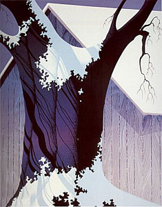 Violet Tree and Barn by Eyvind Earle