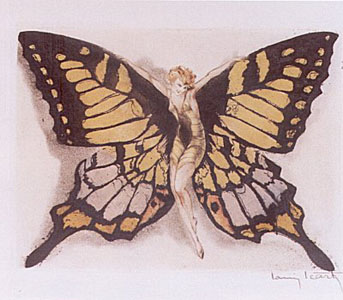 Fluttering butterfly by Louis Icart