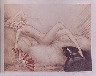 Red Fan by Louis Icart