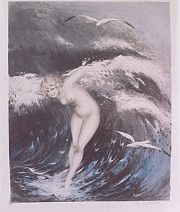 Venus in the Wave (Dark Blue) by Louis Icart