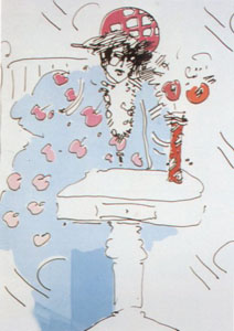 Lady in Blue With Vase by Peter Max