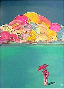 Umbrella Man With Rainbow Sky by Peter Max