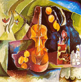 Still Life with Violin by Alexandra Nechita