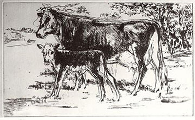 Eaux Fortes Suite (Black & White Bovine Family) by LeRoy Neiman