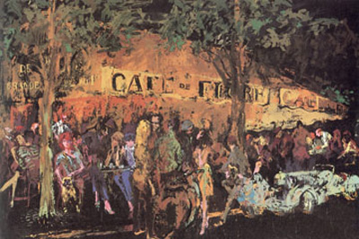 Cafe de Flore la nuit by LeRoy Neiman