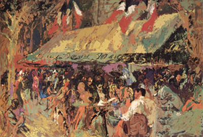 Cafe Deux Magots by LeRoy Neiman