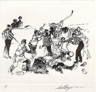 Hockey Folio (Fight with Police) by LeRoy Neiman