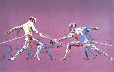 Olympic Fencers by LeRoy Neiman