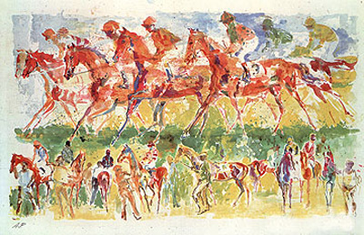 Racing, 1973 by LeRoy Neiman