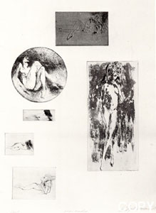 Six Nudes (Black & White) by LeRoy Neiman