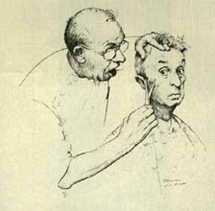 At the Barber by Norman Rockwell