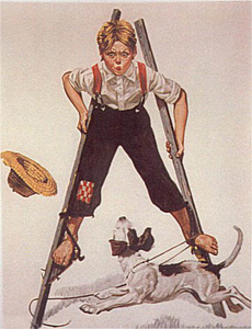 Boy on Stilts by Norman Rockwell