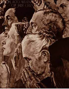 Freedom of Religion (Collotype) by Norman Rockwell