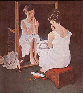 Girl at Mirror (Collotype) by Norman Rockwell