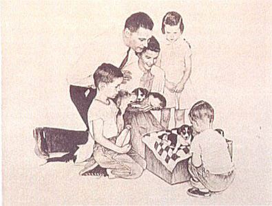 Puppies by Norman Rockwell