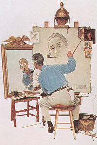 Triple Self Portrait by Norman Rockwell