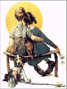 Young Spooners by Norman Rockwell