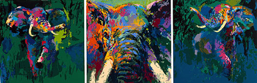 Elephant Triptych by LeRoy Neiman